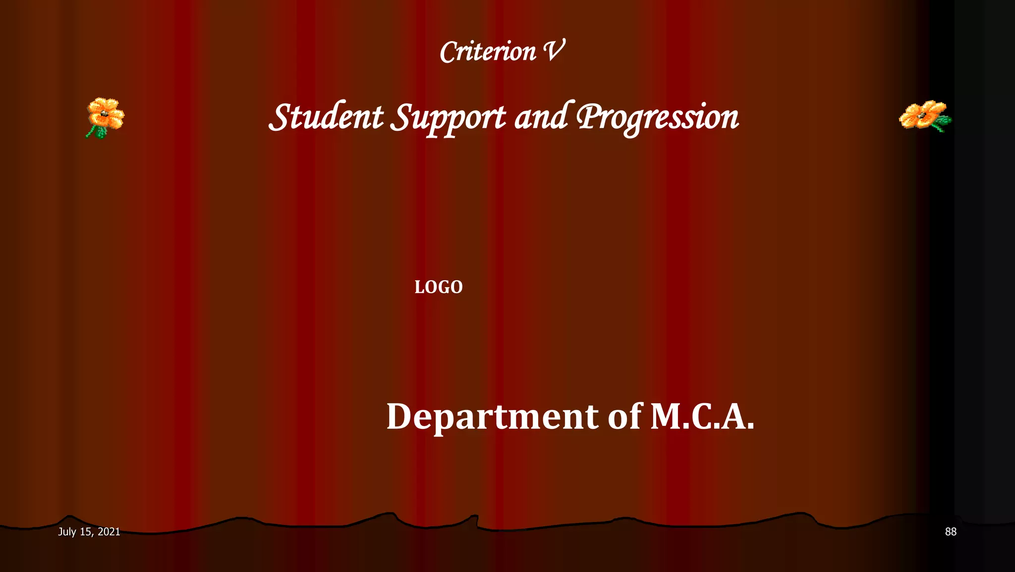 Criterion V
Student Support and Progression
Department of M.C.A.
July 15, 2021 88
LOGO
 