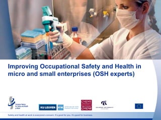 Safety and health at work is everyone’s concern. It’s good for you. It’s good for business.
Improving Occupational Safety and Health in
micro and small enterprises (OSH experts)
 