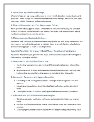 Improving Rural Water Supply and Sanitation for Better Public Health | PDF