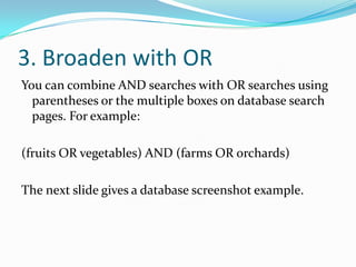 Improving searches III: Database Search Techniques | PPTX