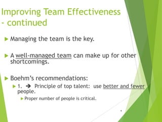 Software project management Improving Team Effectiveness | PPTX