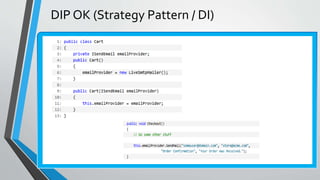 DIP OK (Strategy Pattern / DI)
 