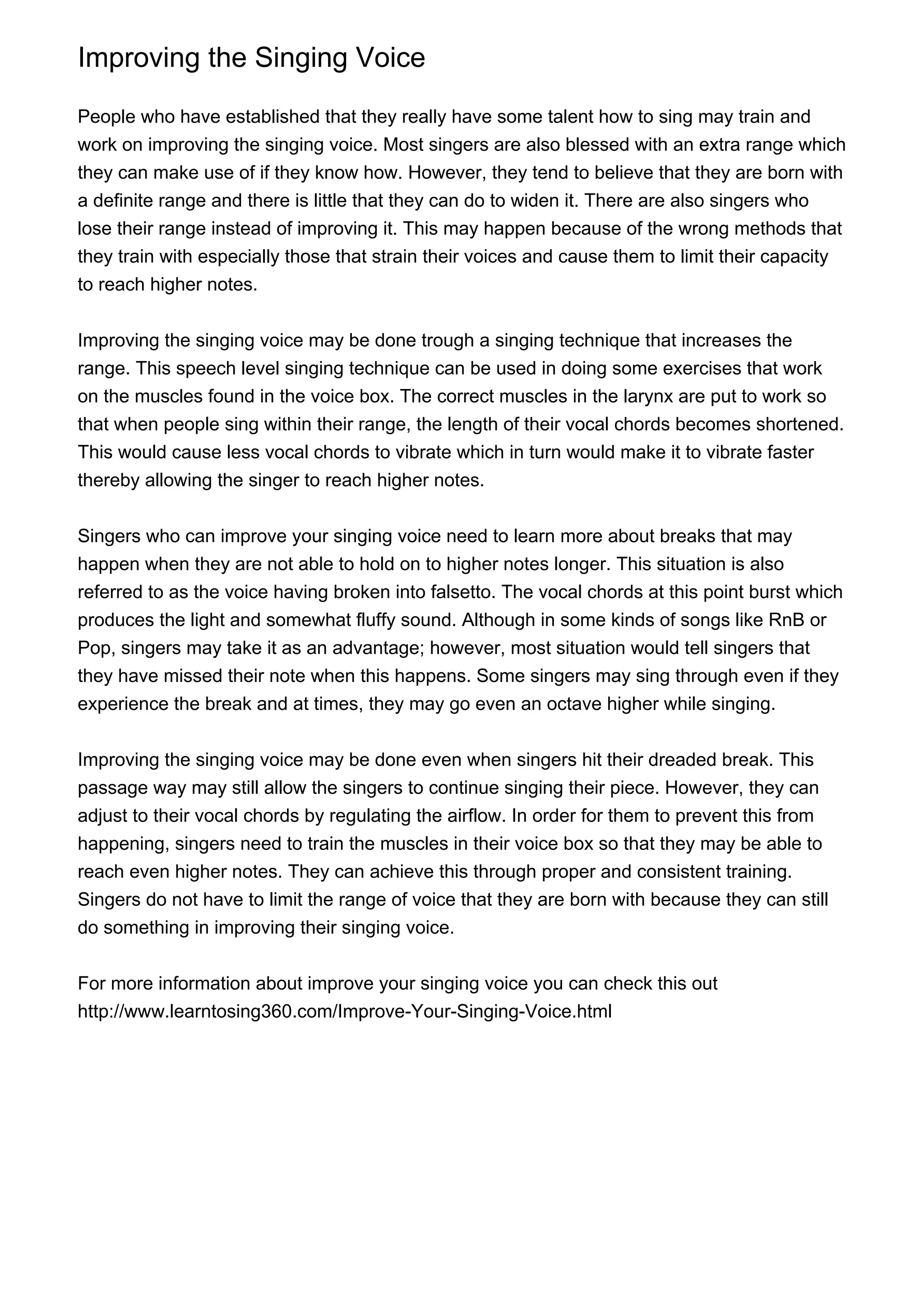 Improving the Singing Voice | PDF