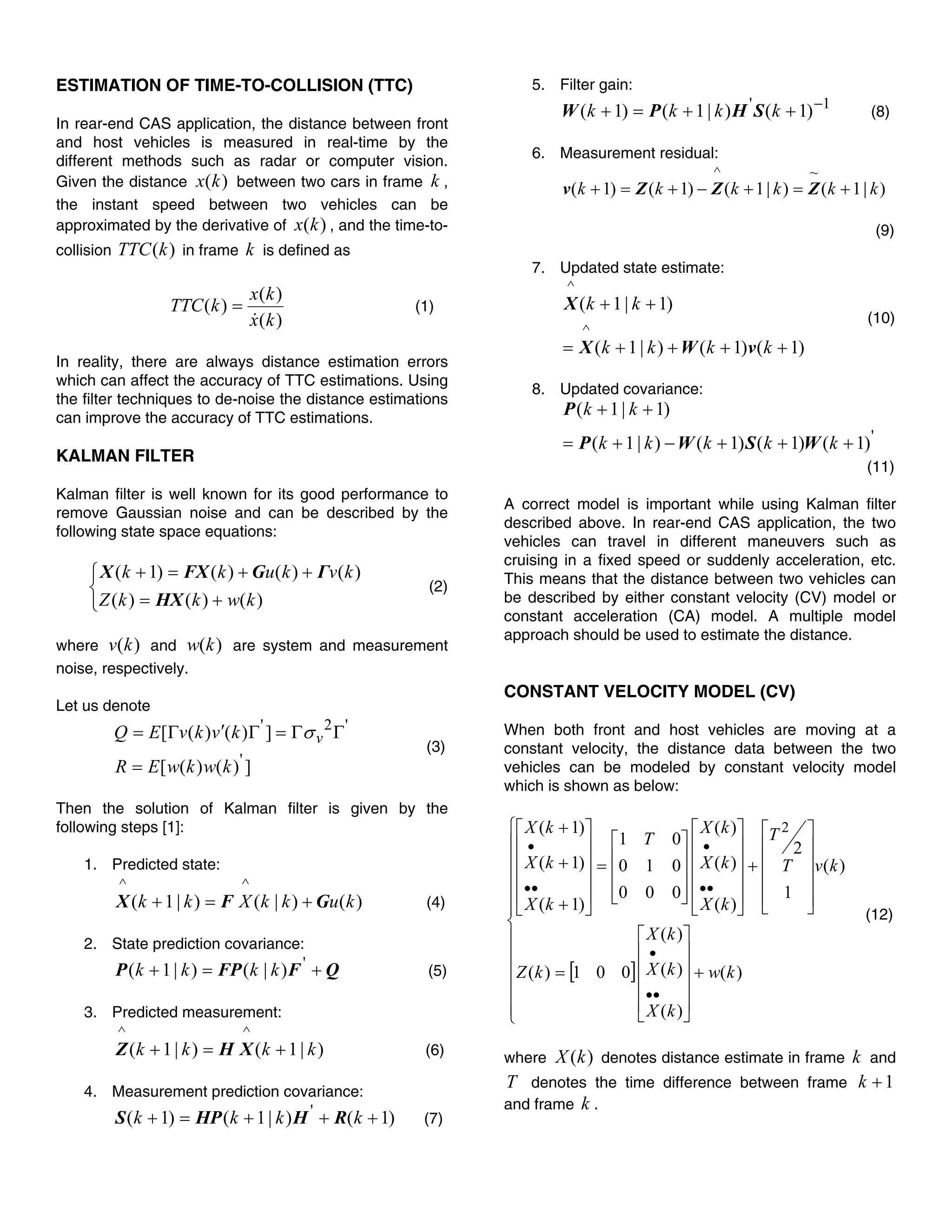 Improving time to-collision estimation by IMM based Kalman filter | PDF