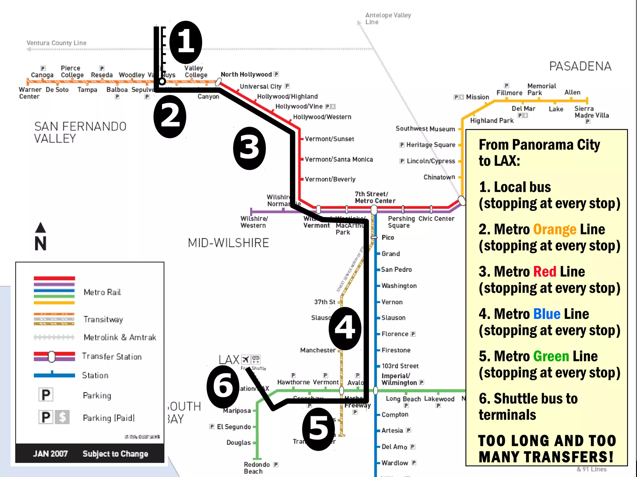 45A Market-Focused Paradigm for Public Transit, pt. 3: Smarter Transit Network Design© 1998-2013 by The Mission Group. All rights reserved.
From Panorama City
to LAX:
1. Local bus
(stopping at every stop)
1
 