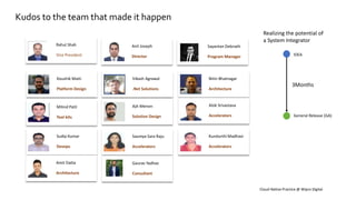 Cloud-Native Practice @ Wipro Digital
Nitin Bhatnagar
Architecture
Anil Joseph
Director
Vikash Agrawal
.Net Solutions
Mili...