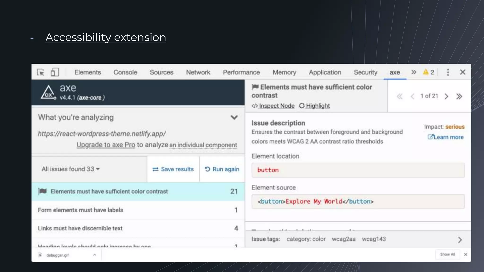 ╺ Accessibility extension
 