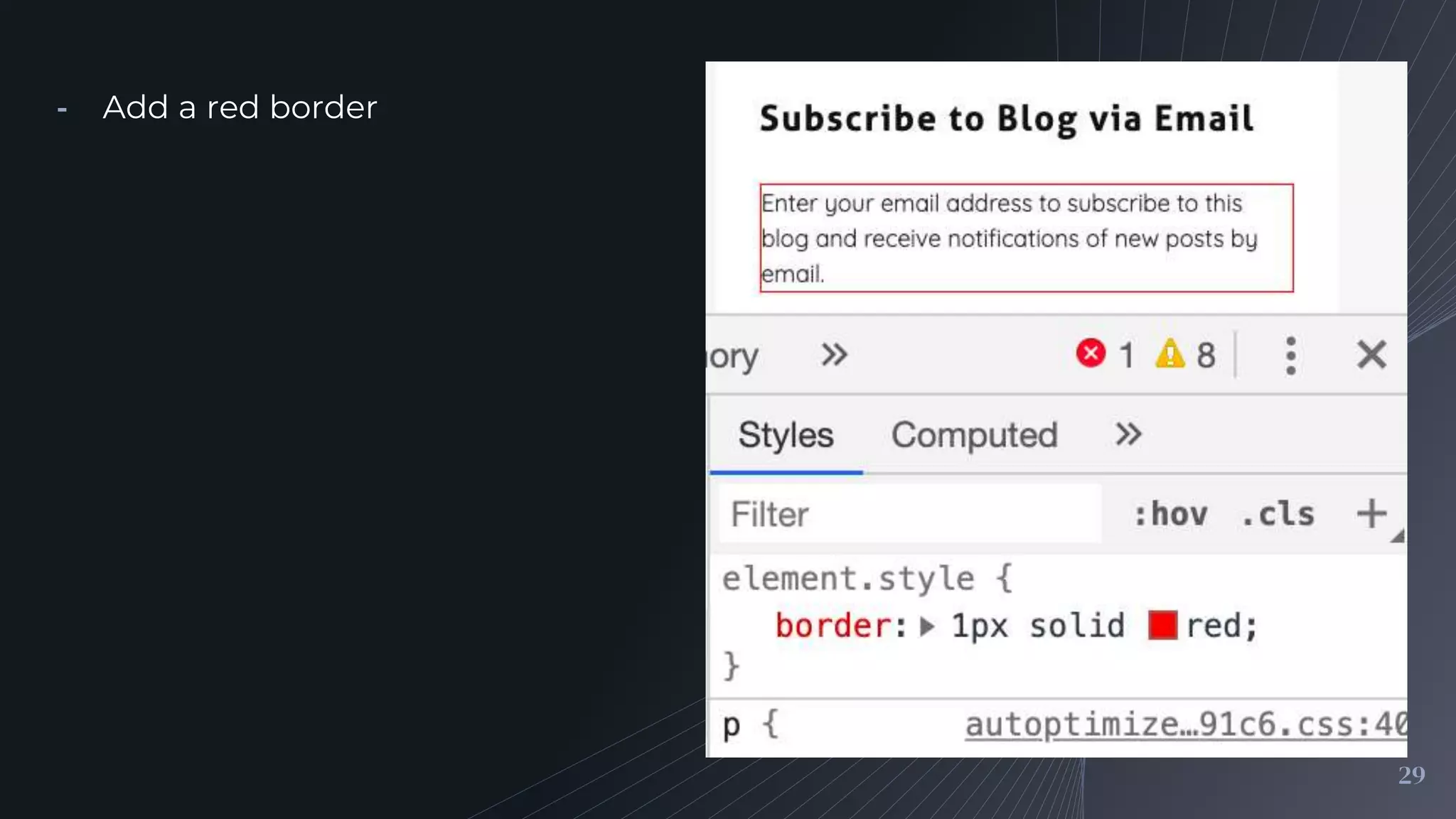 ╺ Add a red border
29
 