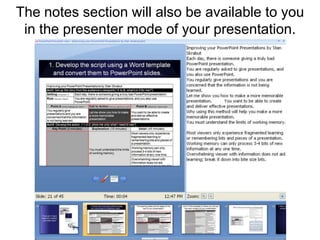 The notes section result in a well created handout.