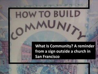 Digital Community Organizing ChecklistAsk yourself what a community isAsk why you are building a community (the non-selfish reason)Be clear about the selfish reason(s) tooMap your community/networkAcquire your tools