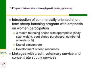 Small ruminant value chain development case of Goma PLW