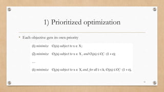 1) Prioritized optimization
• Each objective gets its own priority
19
 