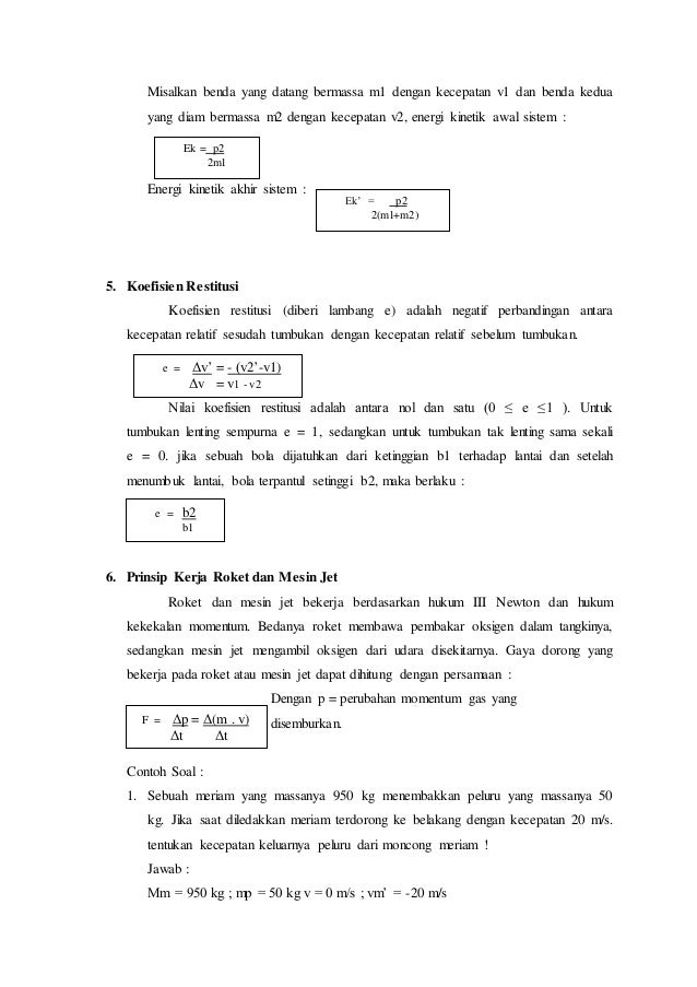 Contoh Soal Tentang Tumbukan Lenting Sempurna Contoh