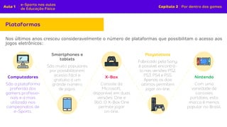 Nos últimos anos cresceu consideravelmente o número de plataformas que possibilitam o acesso aos
jogos eletrônicos:
 