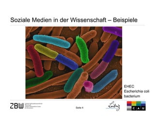 Soziale Medien in der Wissenschaft – Beispiele 
EHEC Escherichia coli bacterium 
Seite 4  