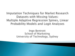 Ingo Bentrott
      School of Marketing
University of Technology, Sydney
 