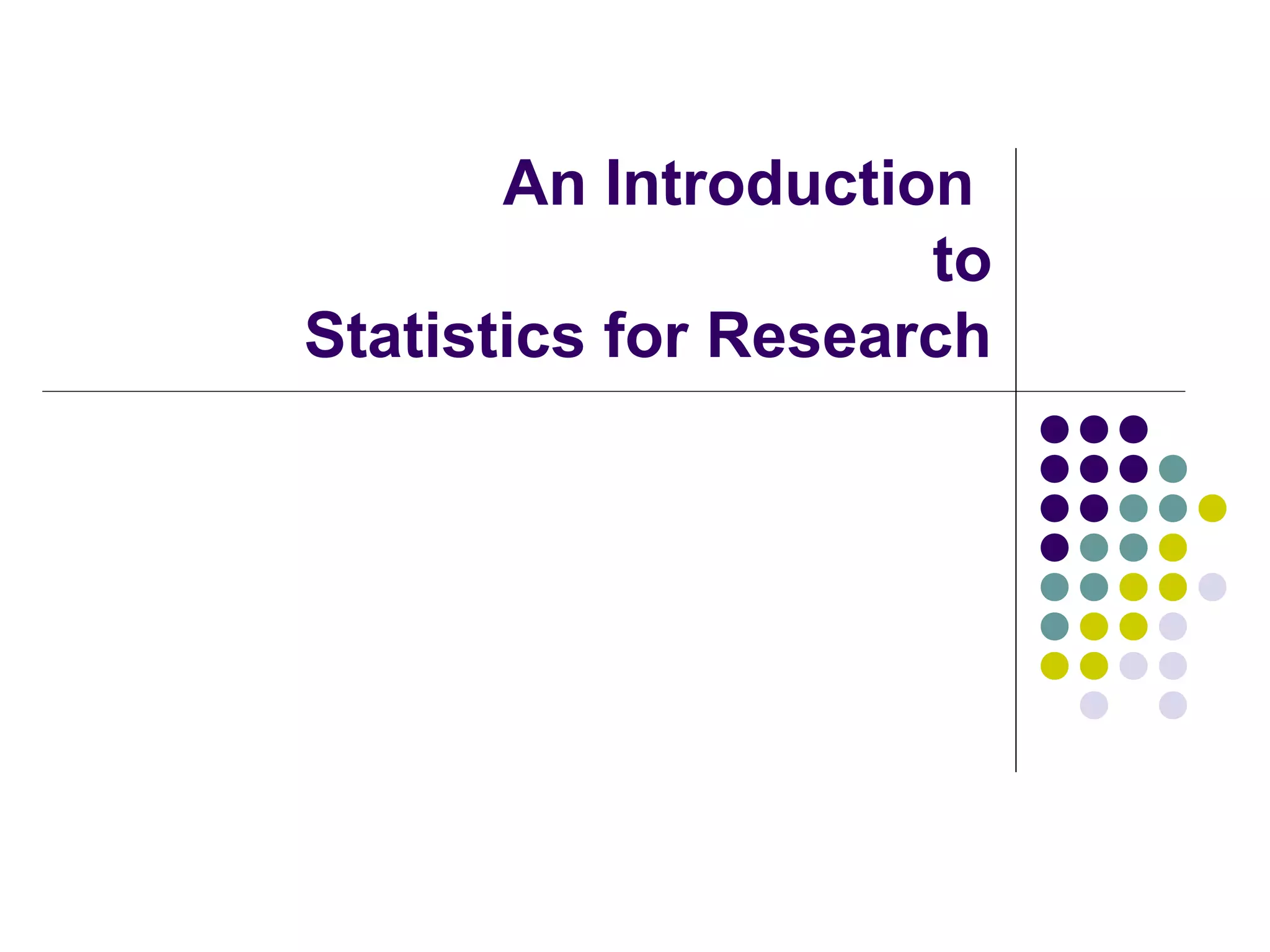 An Introduction
to
Statistics for Research

 