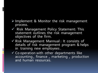 Direct loss:              It is a financial loss  that results from the physical damage ,destruction or theft of the property.Indirect loss:               It is the financial loss that results indirectly from the occurrence of the direct physical damage  or theft.Liability Risk:                  It is another type of pure risk that most person face under legal system, that one can be held legally liable for something  that results in bodily injury or property damage.