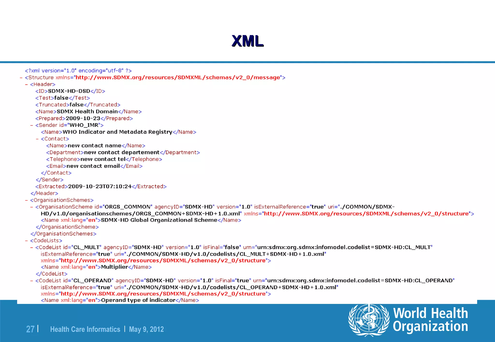 XML




27 |   Health Care Informatics | May 9, 2012
 