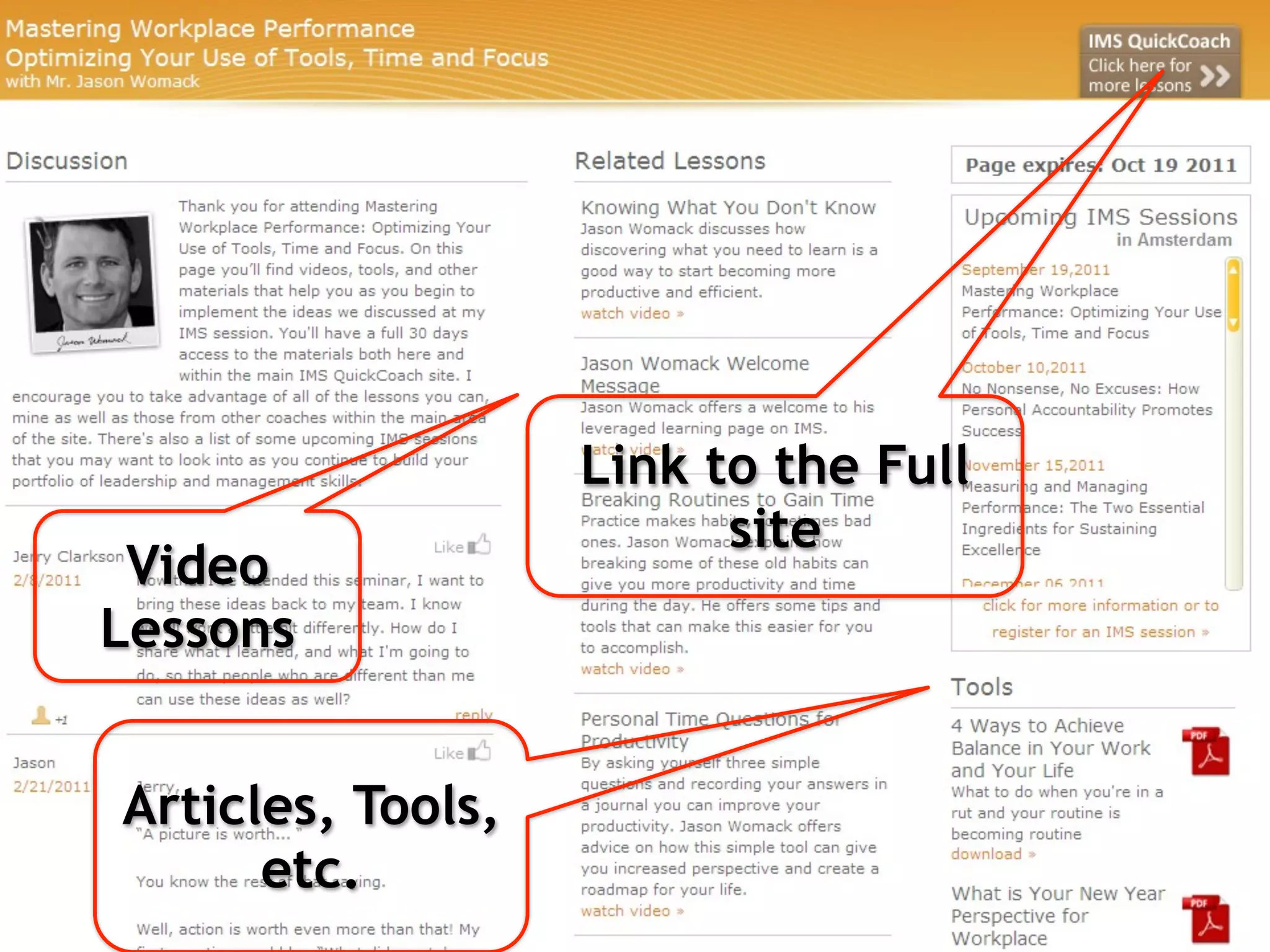 Link to the Full
                         site
 Video
Lessons


Articles, Tools,
      etc.
 