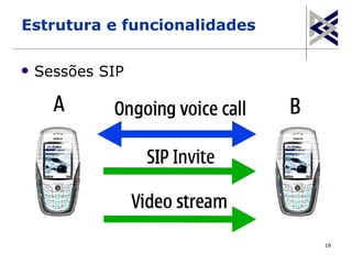 Estrutura e funcionalidades

   Sessões SIP




                              18
 