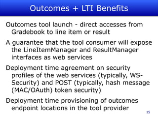Details on Line Item A "gradable object" of a given type (e.g. true/false, multiple choice, etc) that is associated to a particular context for a particular data source (i.e. the application where the user would do the assignment) 