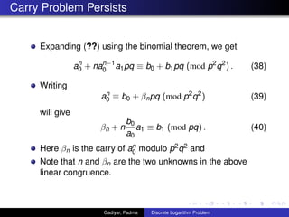 Discrete Logarithm Problem over Prime Fields, Non-canonical Lifts and ...