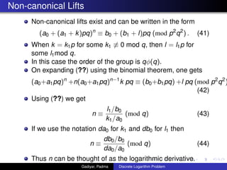 Discrete Logarithm Problem over Prime Fields, Non-canonical Lifts and ...