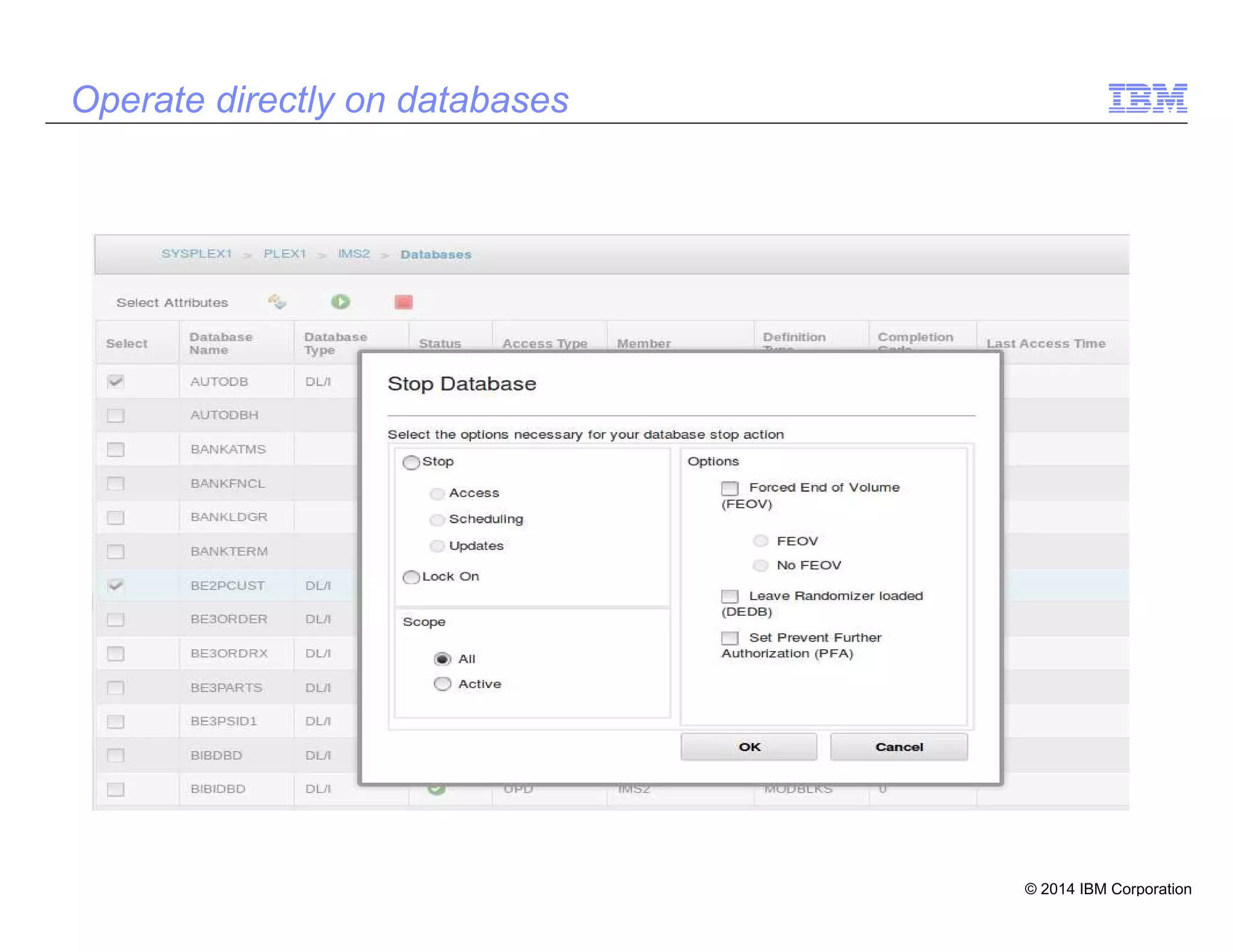 © 2014 IBM Corporation
39
Operate directly on databases
 