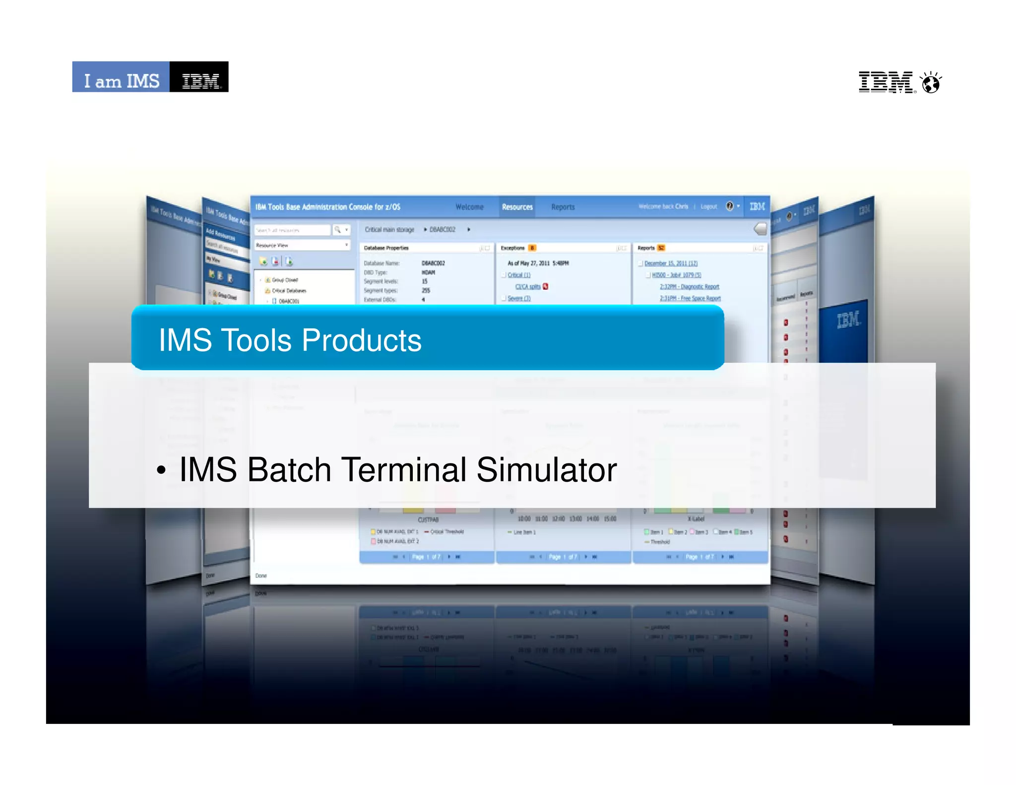 IMS Tools Products
© 2013 IBM Corporation
• IMS Batch Terminal Simulator
 