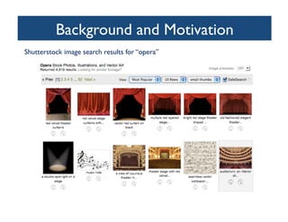 Background and Motivation	

Shutterstock image search results for “opera”	

 