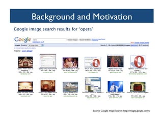 Background and Motivation	

Google image search results for “opera”
 