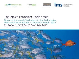 The Next Frontier: Indonesia

Opportunities and Challenges in the Indonesian
Pharmaceutical Market - Outlook through 2016
Exclusive to CPhI South East Asia 2013

 