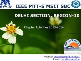 IE IEEE MTT-S MSIT SBC
DELHI SECTION, REGION-10
Chapter Activities 2013-2014
Website: http://ieeemsit.in/mtts/
Email: mtts@ieeemsit.in
 