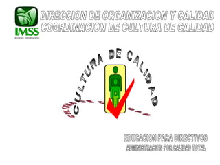 DIRECCION DE ORGANIZACION Y CALIDAD COORDINACION DE CULTURA DE CALIDAD ADMINISTRACION POR CALIDAD TOTAL EDUCACION PARA DIRECTIVOS 
