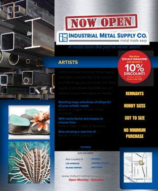 Print Ad in Zocalo Magazine - Industrial Metal Supply Co.