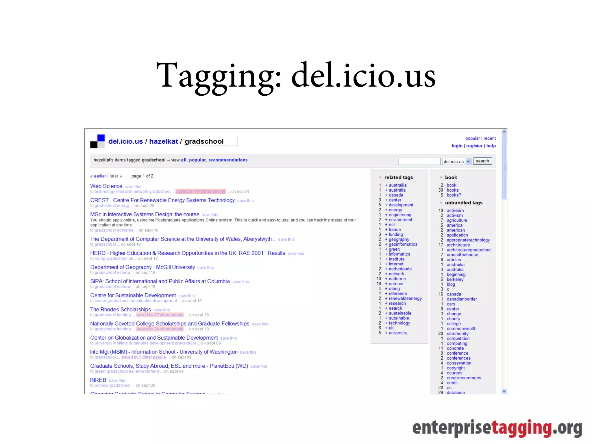 Tagging: del.icio.us
 