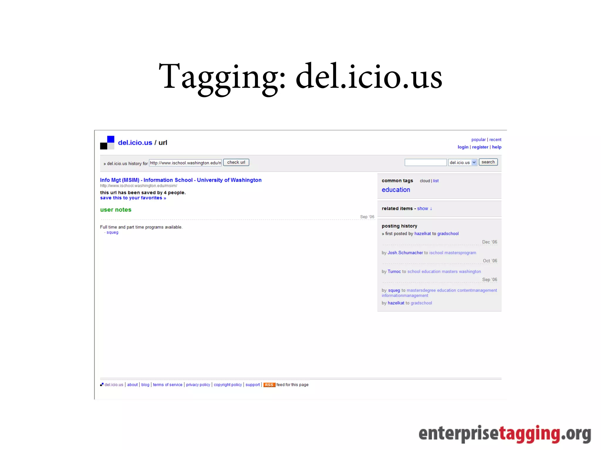 Tagging: del.icio.us
 