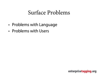 Surface Problems
• Problems with Language
• Problems with Users
 