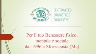 Per il tuo Benessere fisico,
mentale e sociale
dal 1996 a Sforzacosta (Mc)
 