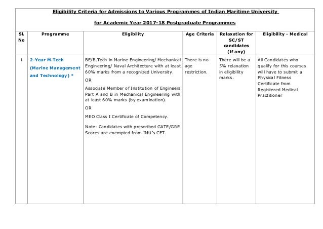 imu cet 2017 eligibility criteria