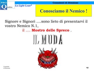 Conosciamo il Nemico ! Consulenti di Direzione Signore e Signori ….sono lieto di presentarvi il vostro Nemico N.1,  il ….  Mostro delle Spreco   .  IL  M U D A 