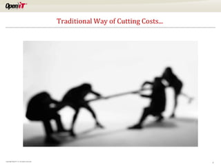 Traditional Way of Cutting Costs...




Copyright OpeniT, Inc. All rights reserved
                                                                                   3
 