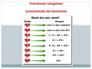 Transfusão sangüínea
(concentrado de hemácias)
 