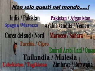 Corea del sud / Nord Tailandia / Malesia Zimbawe / Botswana Uzbekistan / Tagikistan Spagna /Marocco India / Pakistan Pakistan / Afganistan Arabia saudita / Yemen Turchia / Cipro Marocco / Sahara Emirati Arabi Uniti / Oman Non solo questi nel mondo…..! 