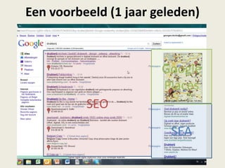Een voorbeeld (1 jaar geleden)
SEO
SEA
Google
Places
 