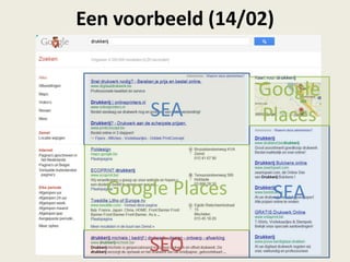 Een voorbeeld (14/02)
SEO
SEA
SEA
Google
Places
Google Places
 