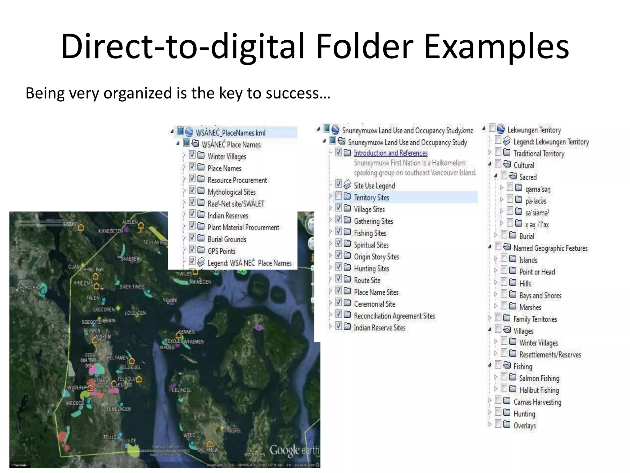 Direct-to-digital Folder Examples 
Being very organized is the key to success… 
 
