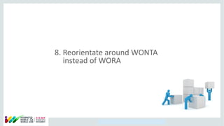 Copyright © 2014, Oracle and/or its affiliates. All rights reserved.
8. Reorientate around WONTA
instead of WORA
 