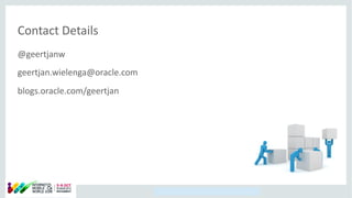Copyright © 2014, Oracle and/or its affiliates. All rights reserved.
Contact Details
@geertjanw
geertjan.wielenga@oracle.com
blogs.oracle.com/geertjan
 